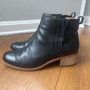 Kork Ease Womens Black Leather Chelsea Ankle Boots Block Heel Size 8M